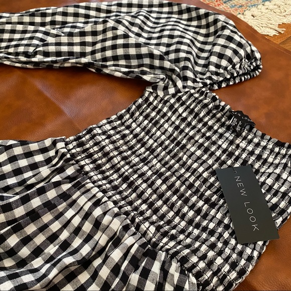 New Look shirred midi dress in black check - US 0 - Picture 7 of 7